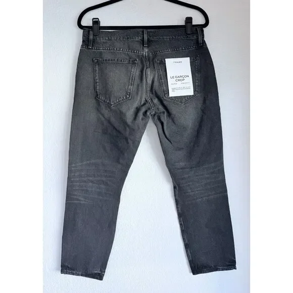 NWT FRAME Le Garcon Crop Straight Leg Boyfriend Jeans In Wilkinson Destruct 26